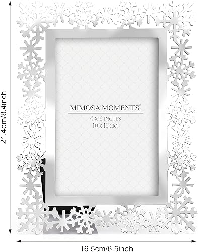 Miniatura 5 de MIMOSA MOMENTS Marco de fotos de metal plateado con texto en inglés "Let's It Snow" (Nieve, foto de 4 x 6 pulgadas)