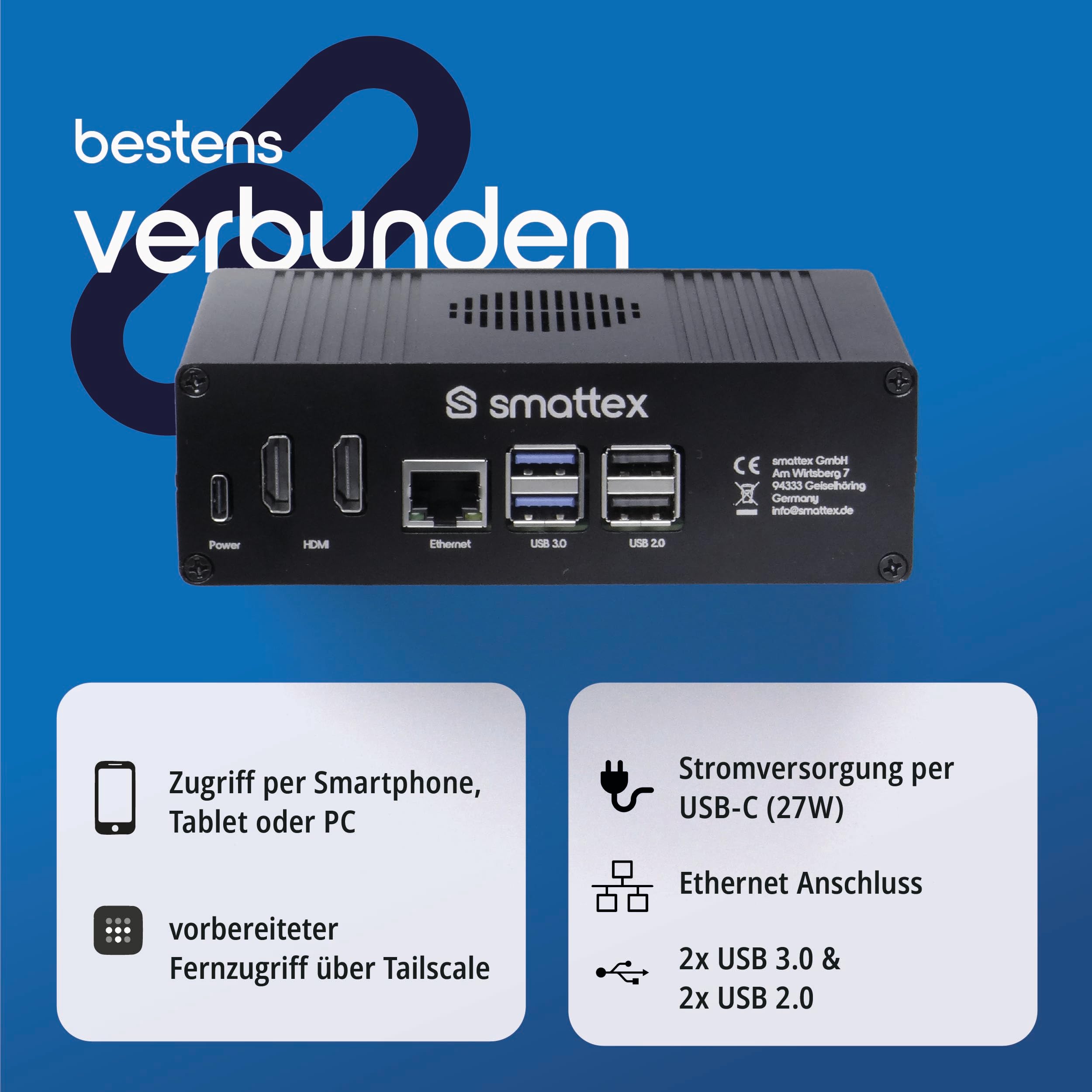 Plug & Play Set Black, Raspberry Pi 5, Home Assistant vorinstalliert, inkl. Antenne (Thread Border Router), WiFi, Bluetooth, SSD, Matter, Zigbee optional, sofort (16 GB RAM / 256 GB SSD)