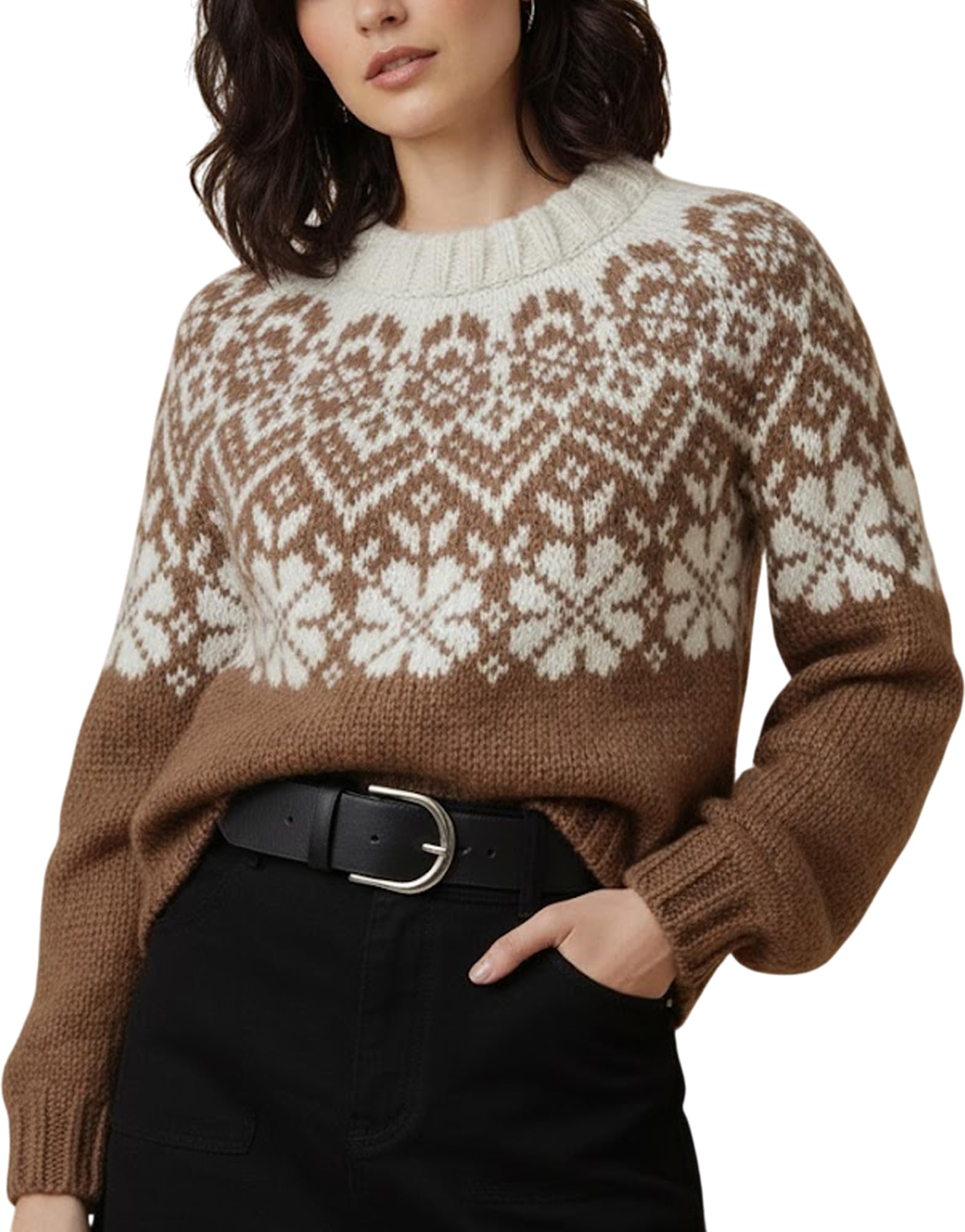 Bloom Pattern Sweater for Women Couples and Friends 100 Acrylic Knit Pullover Soft Warm Crewneck Long Sleeve Cozy