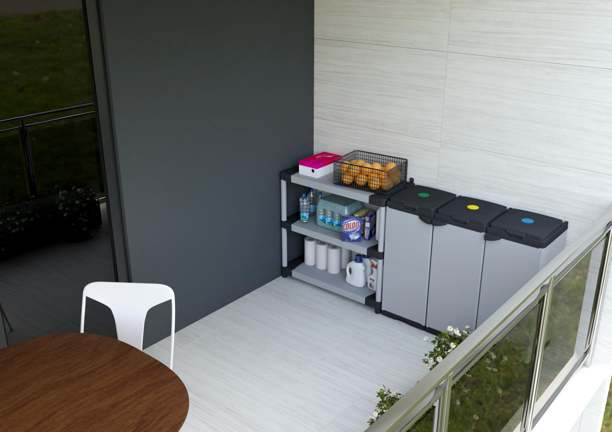 Mongardi 7124C04 Scaffale 3 Ripiani, 80 cm, Grigio