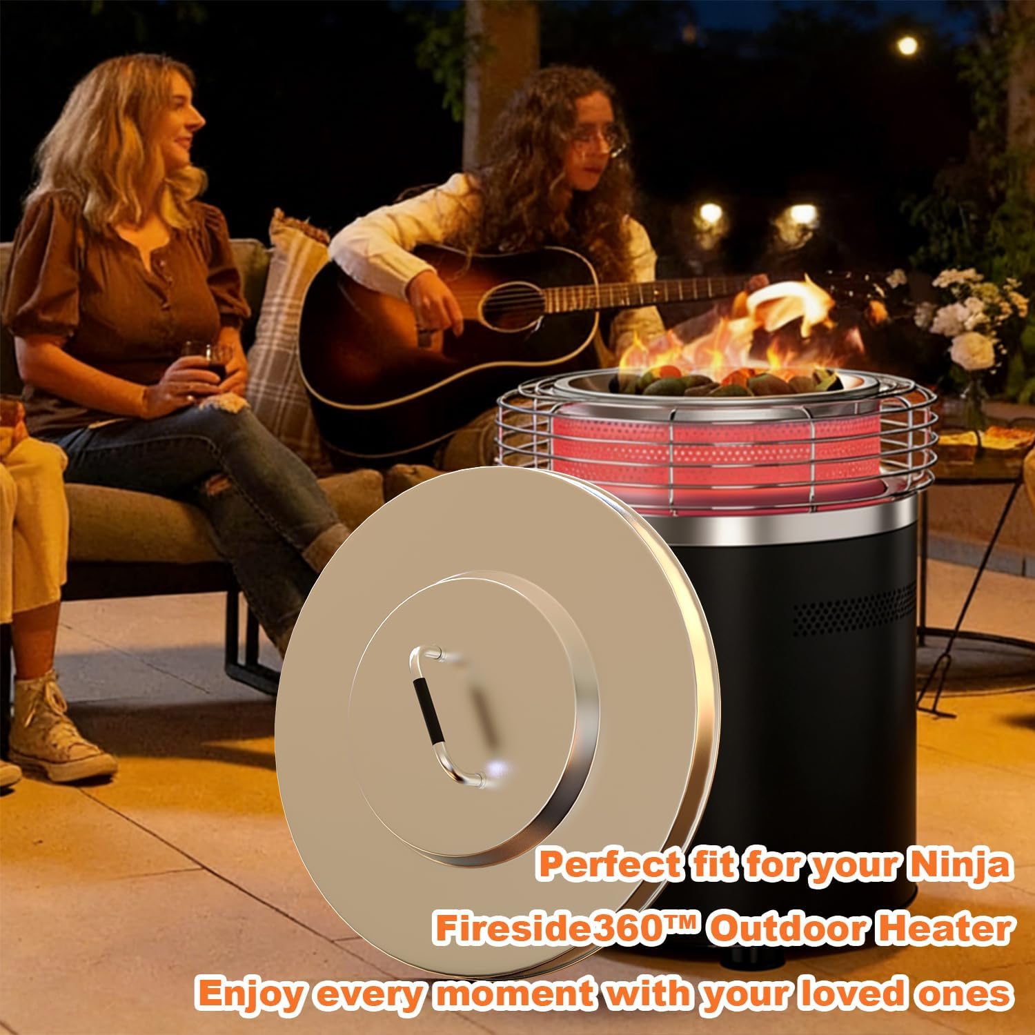 Fire Pit Lid for Ninja Fireside360 Outdoor Heater & Fire Pit, 22.2" Stainless Steel Fire Pits Round Lid with Handle for Ninja Fireside360, Outdoor Fire Pit Accessories