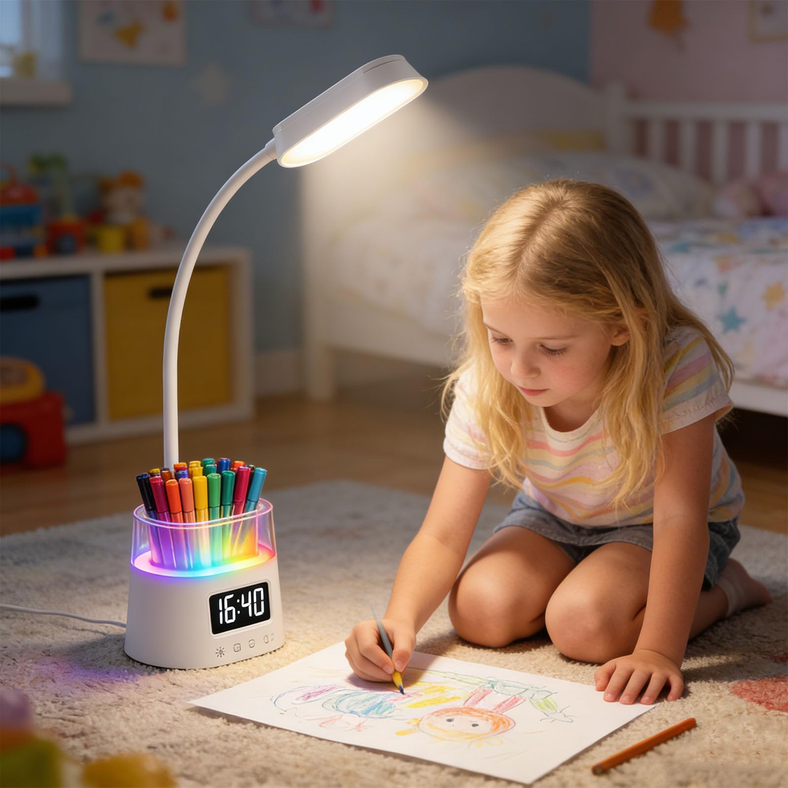 Przenośna lampa biurkowa LED zasilana przez USB, składana konstrukcja, sterowanie dotykowe, czasomierz, automatyczne wyłączanie, uchwyt na długopis do kompaktowych przestrzeni lampa biurkowa