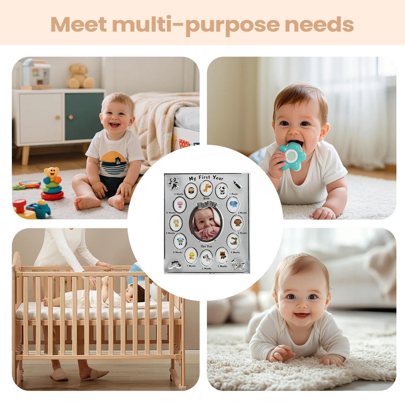 Generico First Year Photo Frame - Aesthetic Memory Aluminum Alloy | Commemorative First Year Photo Frame For Boys And Girls, Family Bedroom With Birthday Party, newborns milestones Art
