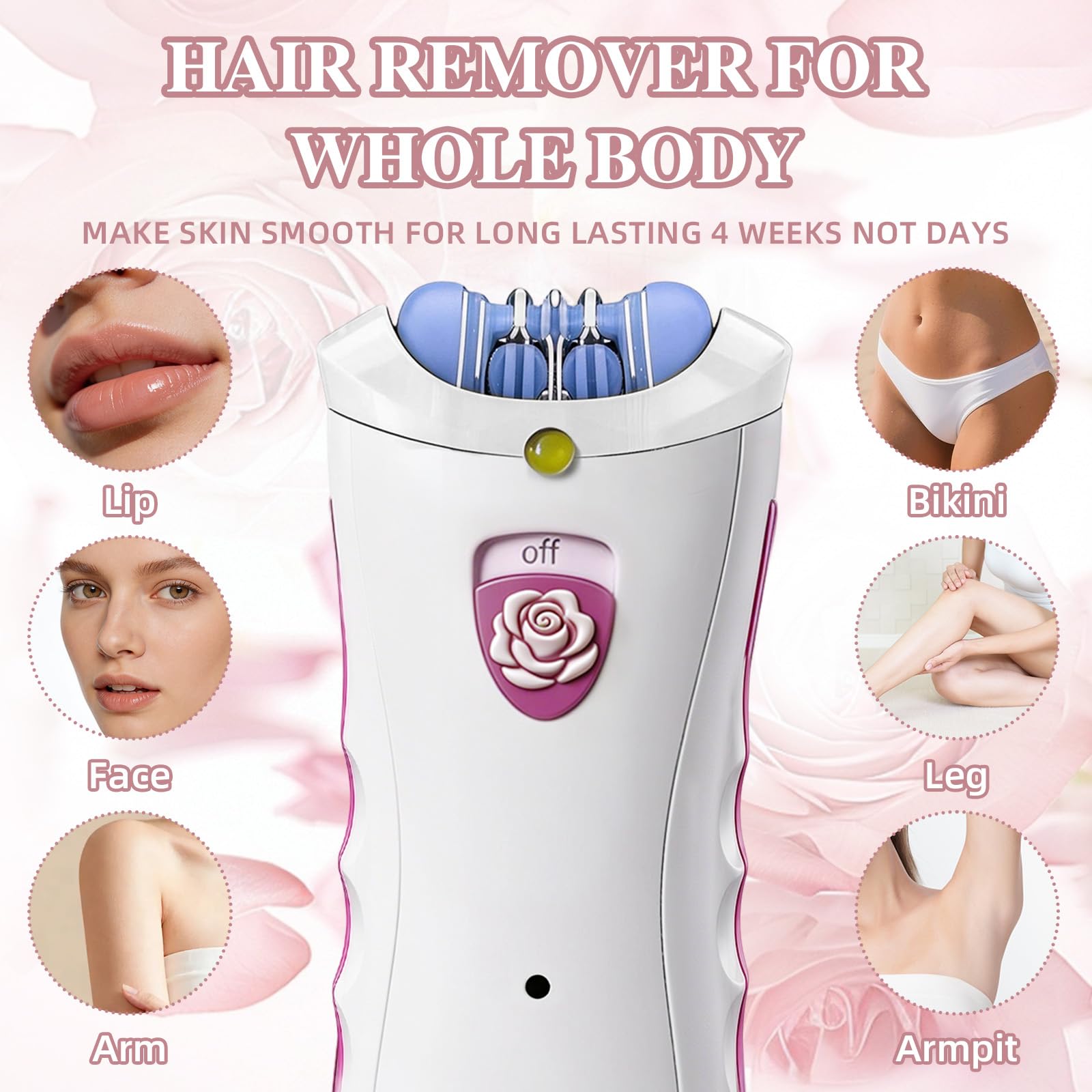 Depiladora facial para mujer, dispositivo eléctrico de depilación para cara y cuerpo, depiladora reutilizable sin dolor para mujeres, inalámbrica con luz LED, afeitadora portátil para pelusas de