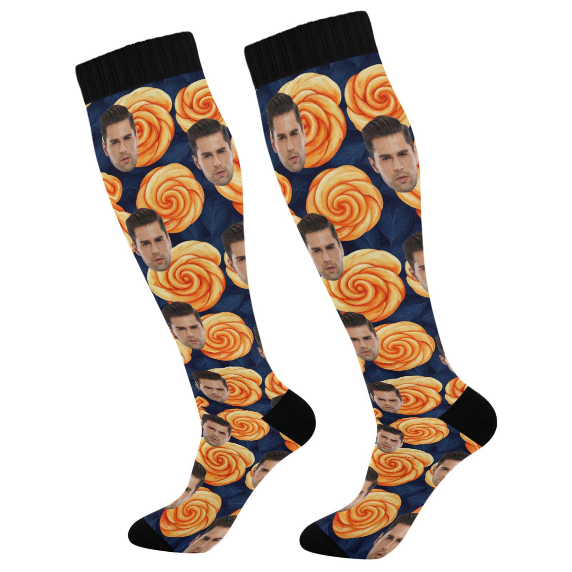 Custom Face Compression Socks Men Support for Nurses,Running,Athletic,Travel Father's Day Gifts Men01 Cinnamon Rolls Pirate Style