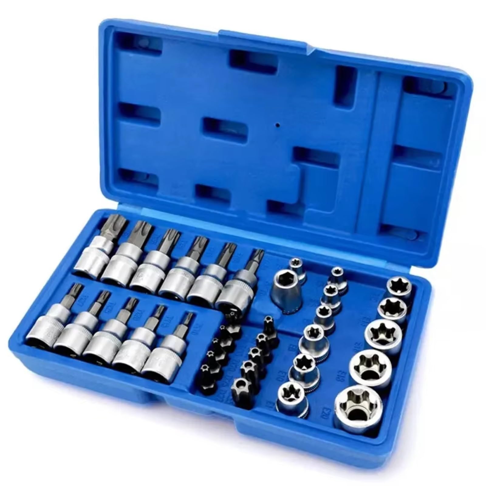 Coffret a cliquet dents et douilles Jeu De Douilles Et D'embouts Torx Star Outil Portatif Mâle/femelle Embouts Électroniques Couple D'entraînement 34 Pièces