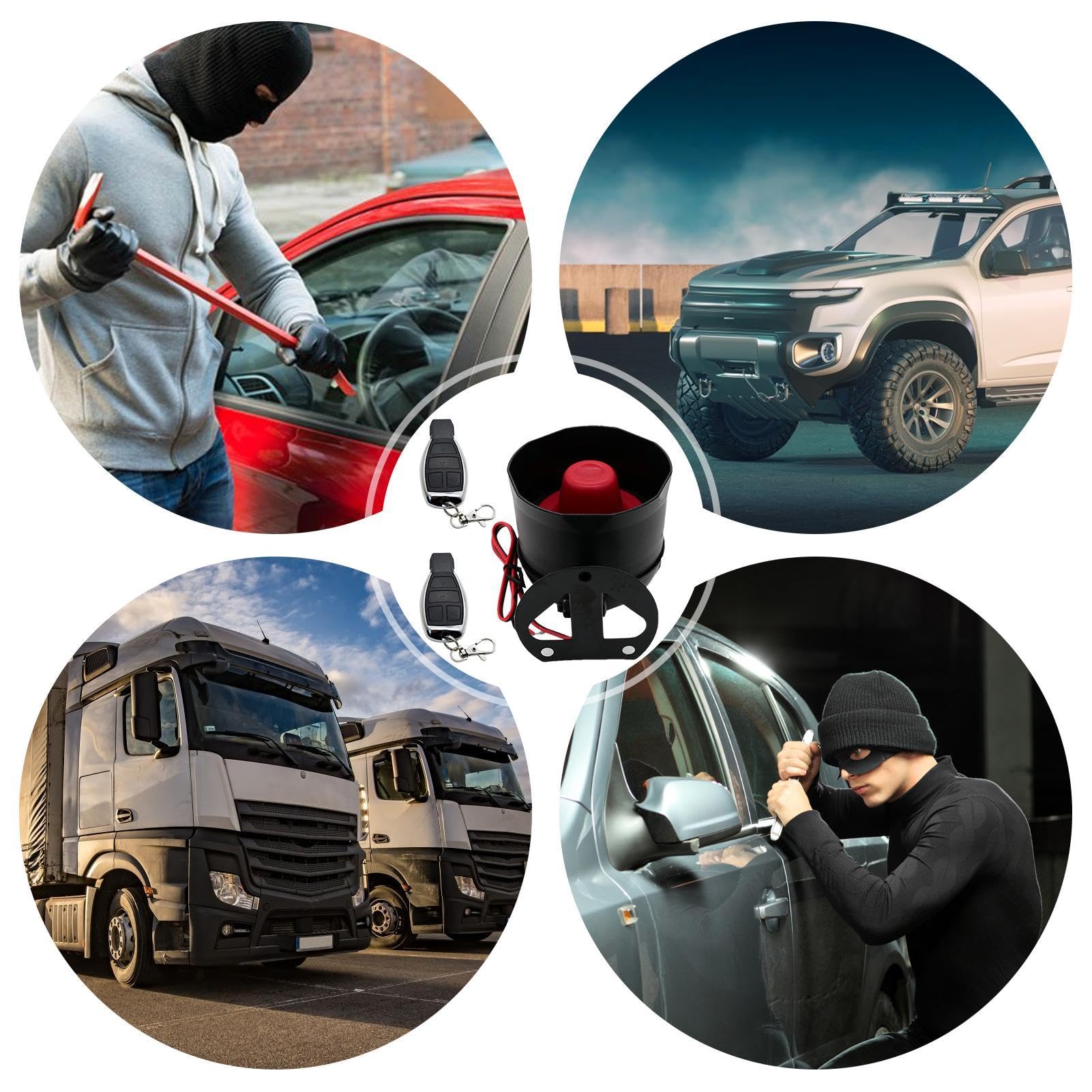 Generic Sistema di allarme antifurto per auto, 12 V, 2 telecomandi, sensibilità regolabile, sistema di allarme sonoro forte e chiaro per la sicurezza dell'auto