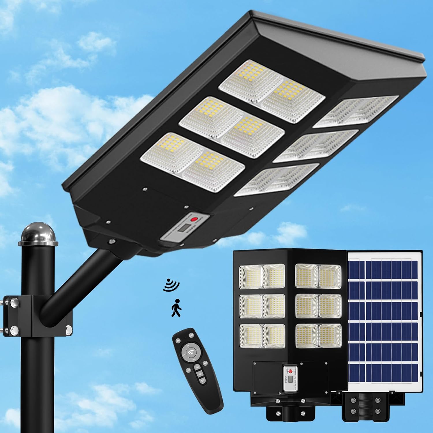 7200W Solar Street Lights Outdoor Motion Sensor – 960pcs LED True 9600LM Wide Angle Solar Lights,Solar Powered 7000K LED Street Lights Solar Powered (3600W)
