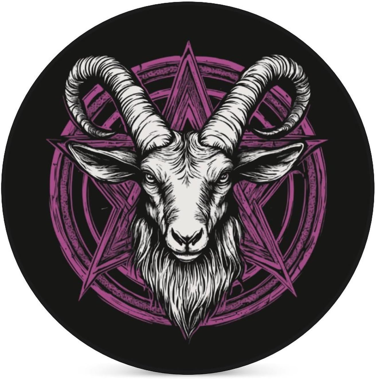 Baphomet Satanic Goat Head Round Ceramic Coasters for Drinks Absorbent Cup Holder Tabletop Protector with Cork Base