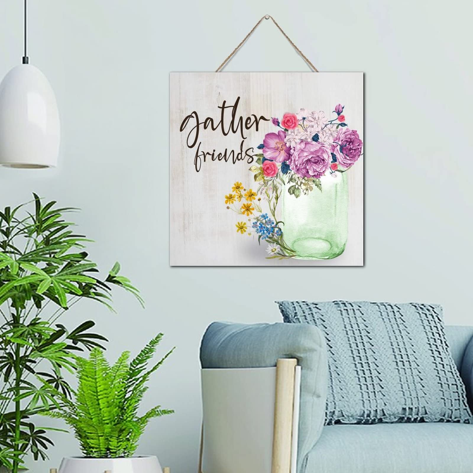 Panneau en bois rustique bouquet floral pour un intérieur chaleureux