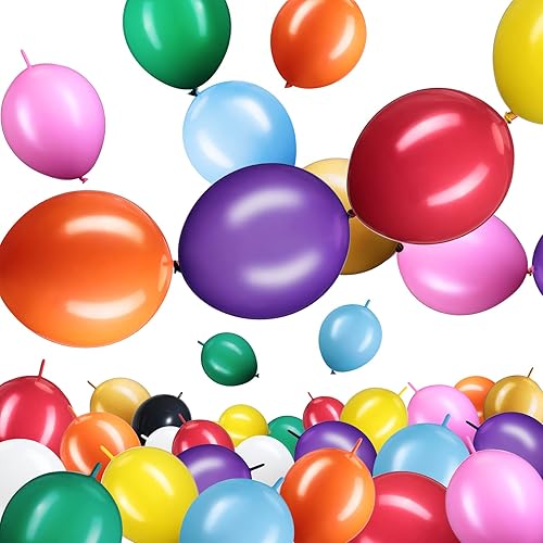 100 globos de eslabones de 10 pulgadas globos de látex enlazables conectados para decoración de fiesta de boda colorido
