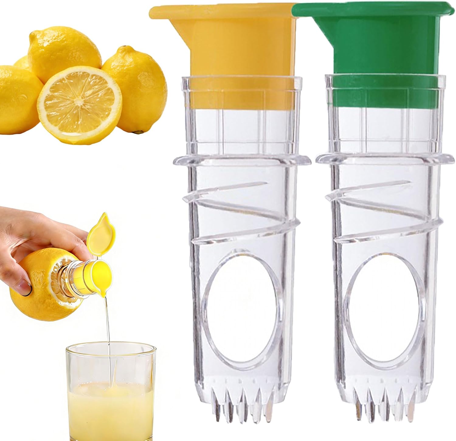 2 Pack Portable Lemon Squeezer Citrus Press Manual Handheld Juicer with Screw Lid Fruit Squeezer for Lime Orange Cocktail Bartender Kitchen Gadget Travel Size