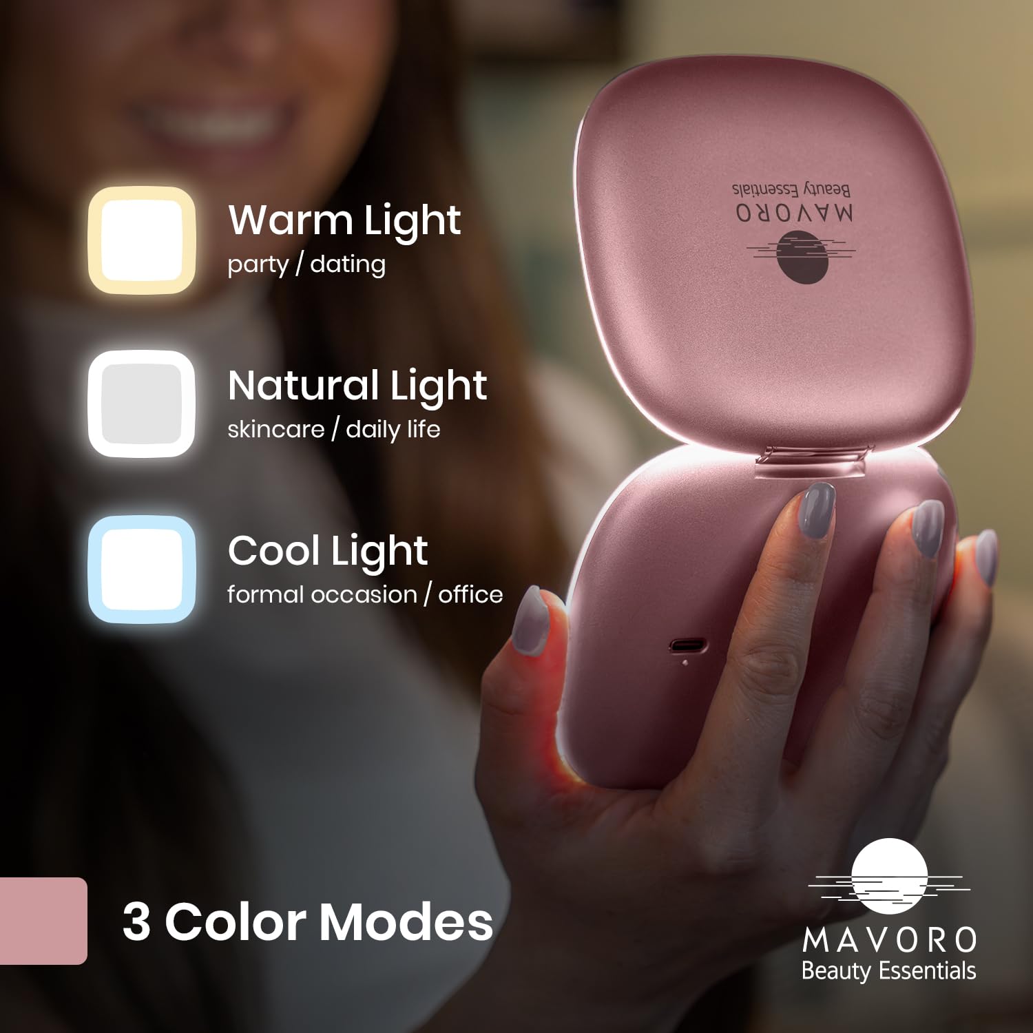 Mavoro LED Compact Makeup Mirror with 1x/10x Magnification