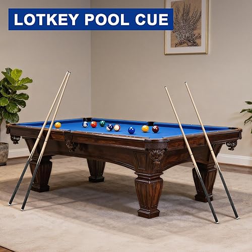 Miniatura 8 de LOTKEY Taco de billar de 58"52"48"42"42" juego de 42 palos de billar para profesionales, palos de piscina para adultos 14, 15, 20, 21 onzas con 2