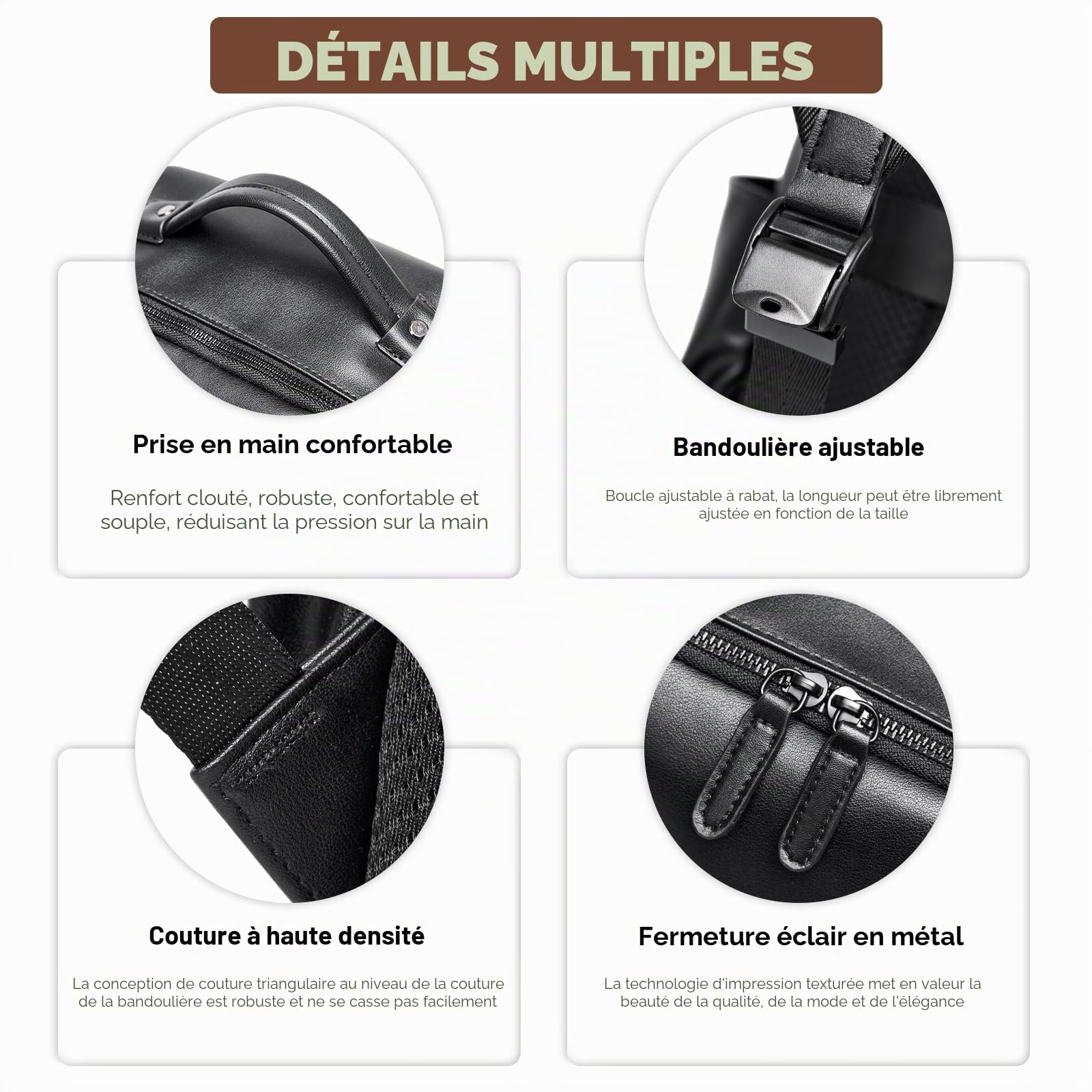 Sac a Dos Homme Cuir, Sac à Dos Ordinateur 15 Portable Cuir Imperméable,Sac a Dos Homme Femme Travail,Leather Backpack,Sac à Dos Mode Noir pour voyages,École,Bureau