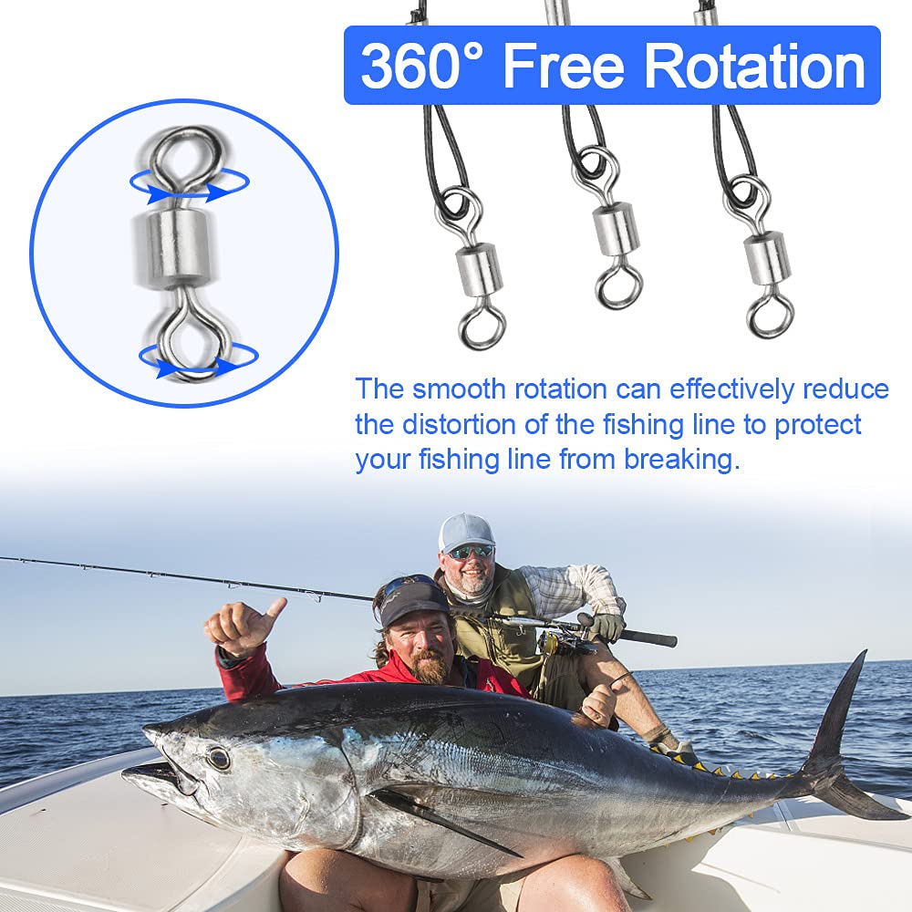 100LB Heavy Duty Fshng Stanless Steel Wre Leaders /Swvels & Snaps