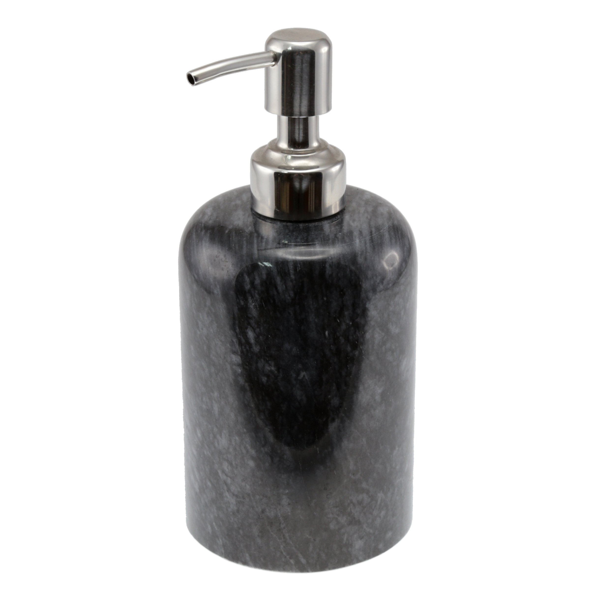 Creative Home Natural Black Marble Liquid Lotion Sanitizer Dispenser Bathroom Counter Kitchen Sink Hand Dish Detergent 3" Diameter x 7" Height