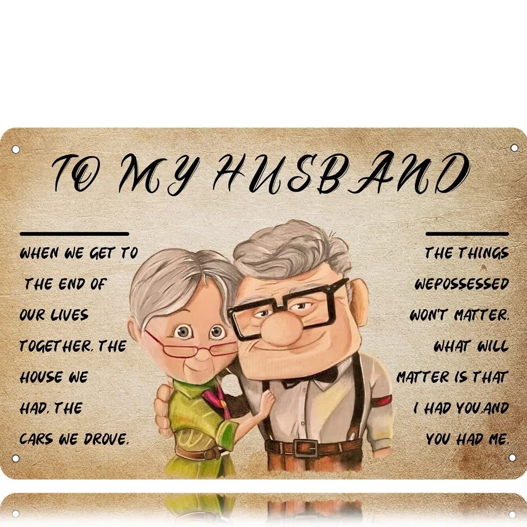 To My Husband Vintage Metal Tin Sign Valentine's Day Sign Home Decor Sign Novelty Kitchen Bar Club Garage Garden Home Wall Art Tin Signs 12 x 8 Inches
