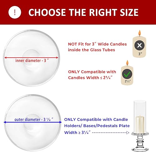 Miniatura 7 de CYS EXCEL D-4.75" H-14 - Portavelas de cristal con extremo abierto, funda cilíndrica sin fondo, cubierta de tubo transparente para chimenea, 1 pieza