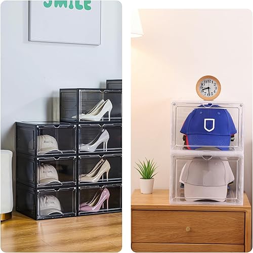 Miniatura 5 de Attelite Upgrade Harder - Organizador de sombreros de plástico sólido para gorras de béisbol, paquete de 8 cajas de almacenamiento apilables para