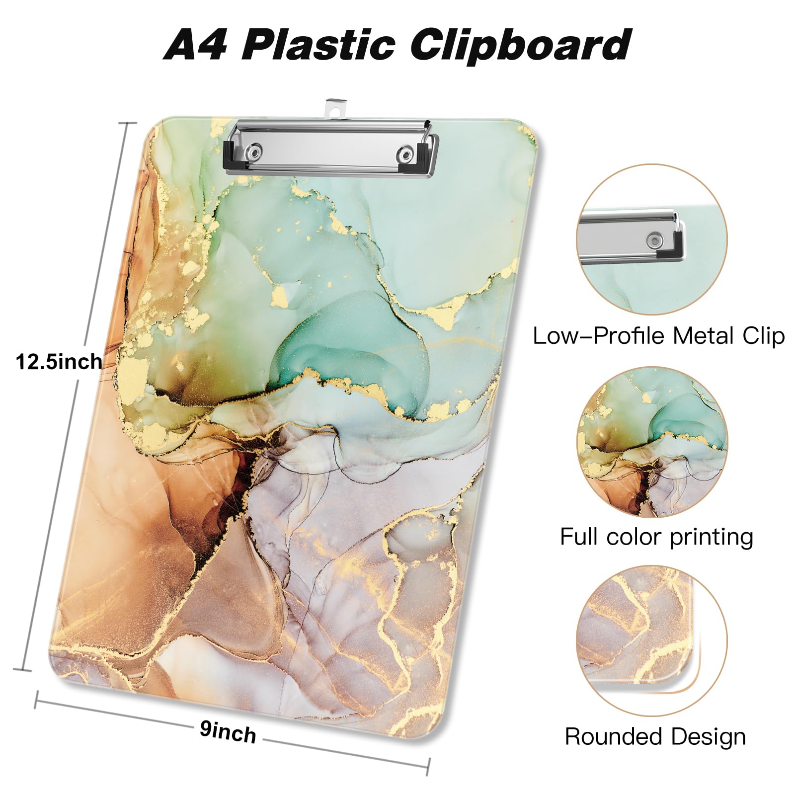 Piasoenc Plastic Clipboard, Cute Decorative Clip Board, 9 x 12.5 in, A4 Standard Office Clip Boards for Nurses Students - Image 2