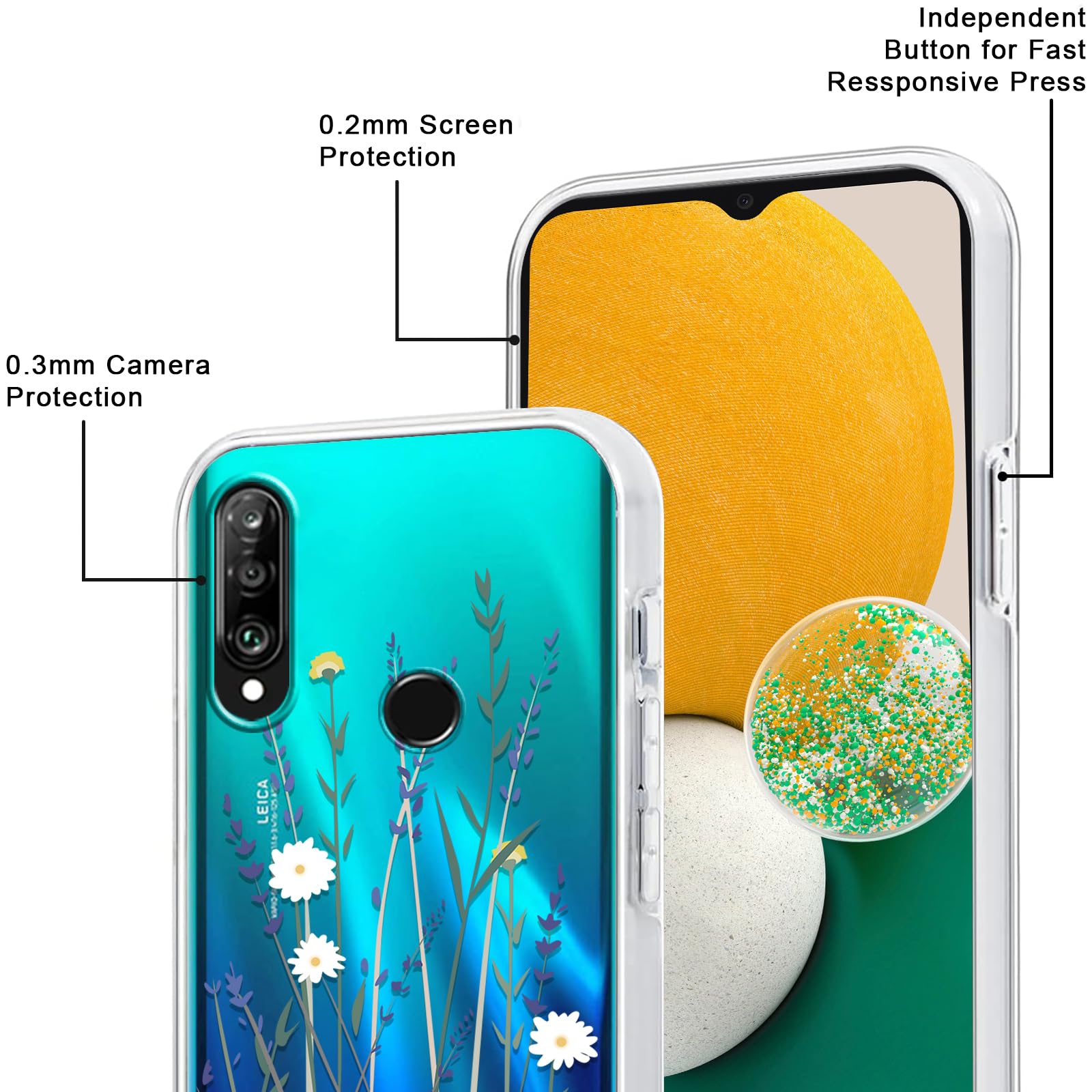 Yoedge Cover Huawei P30 Lite/P30 Lite New Edition Trasparente Case 6.15, Custodia Protettiva in Silicone Paraurti in TPU Morbido Assorbimento degli Urti Sottile Bumper Case con Disegni 26 Lettere, H