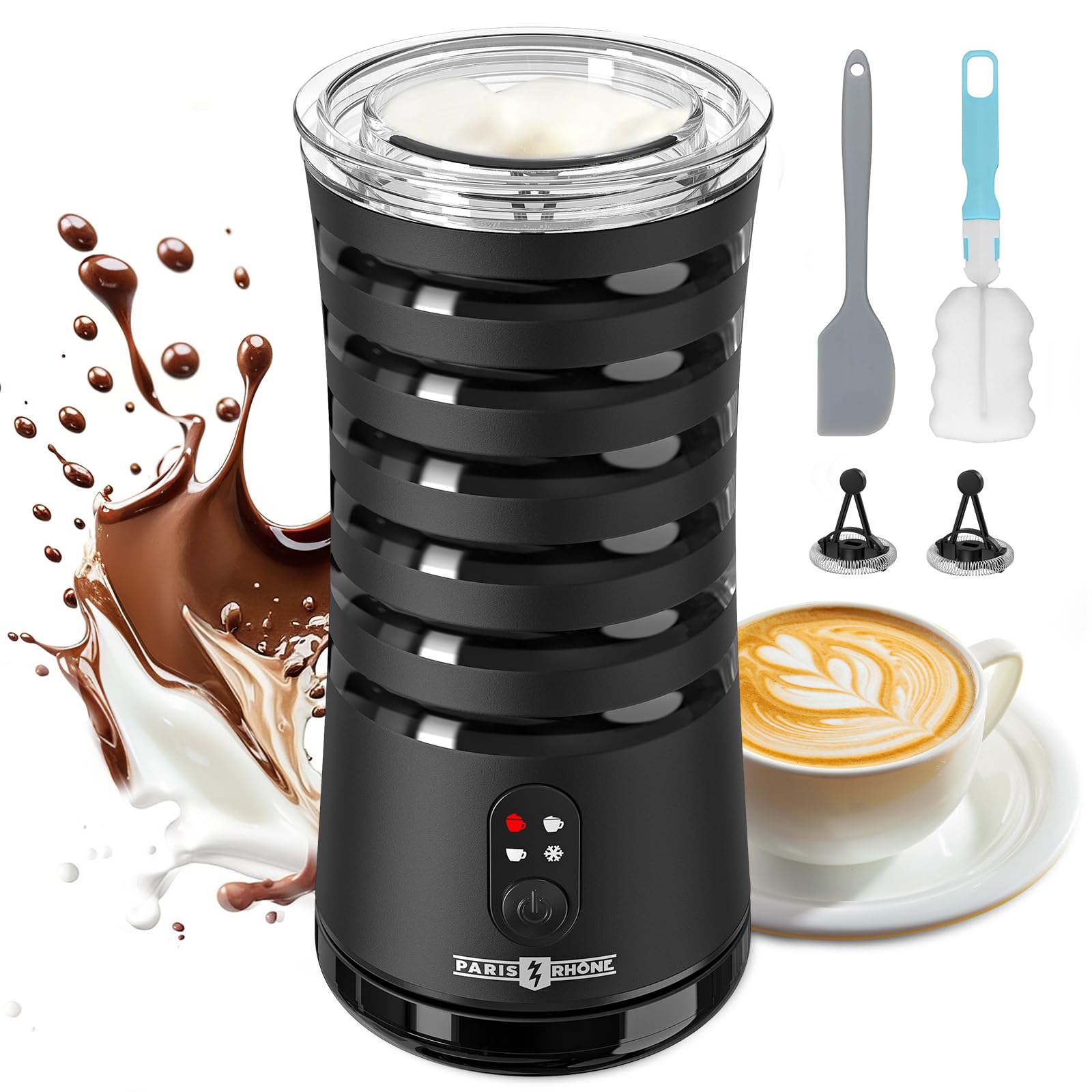 Photo 1 of Electric Milk Frother, Paris Rhône 4-in-1 Milk Steamer and Frother, Hot & Cold Foam Milk Warmer with Temperature Control, Auto Shut-Off Frothers for Coffee, Latte,Macchiato, Cappuccino