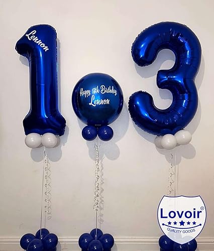 Miniatura 4 de Lovoir Globo azul marino de 40 pulgadas con el número 31 de 13 dígitos gigantes, helio azul oscuro para fiesta de cumpleaños número 13, decoraciones