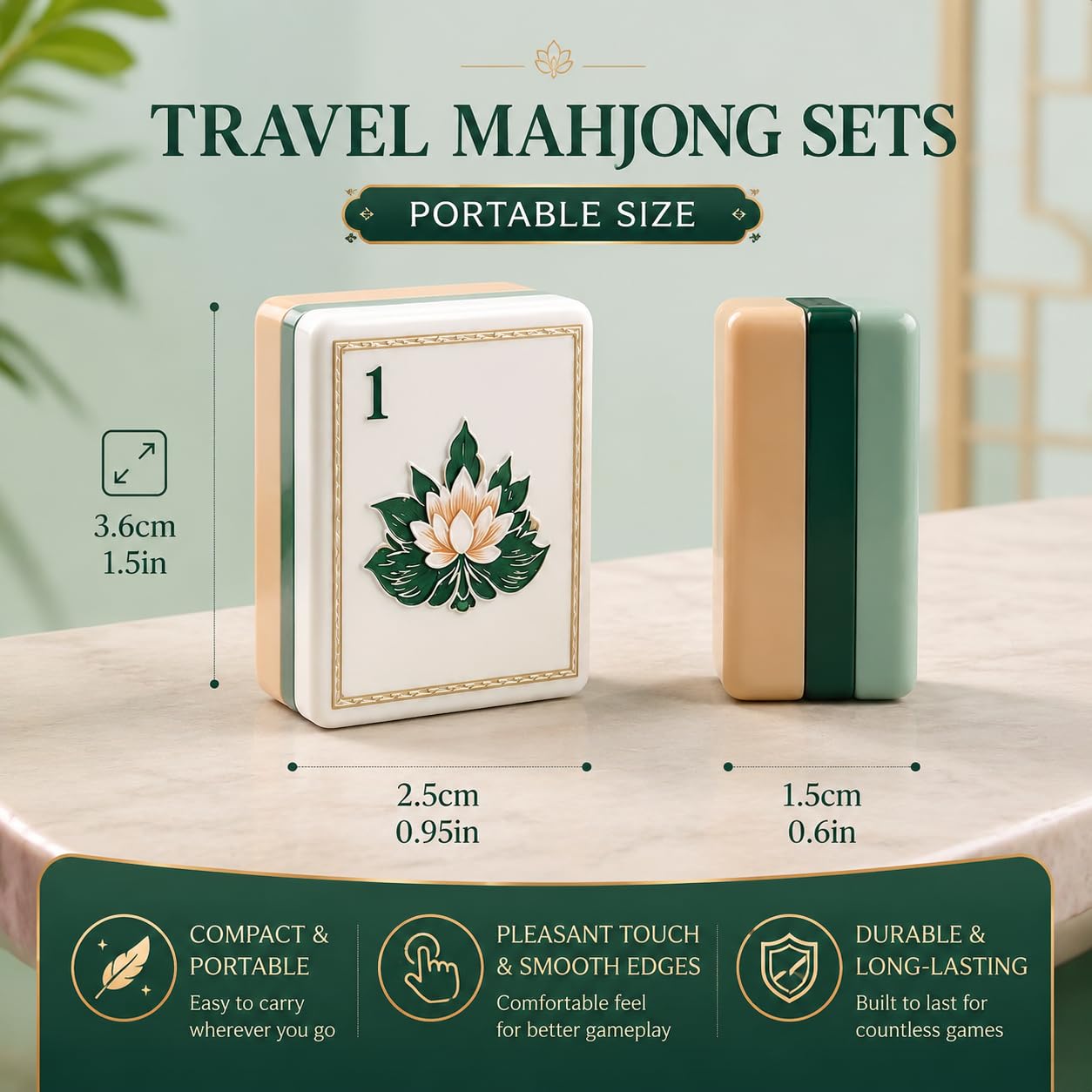 Solo 160 Pezzi in Acrilico per Mahjong Americani, 4 Strati di Ricambio Grande (1,5"), Pezzi Western incisi Premium per Viaggi (Senza Accessori),Marrone