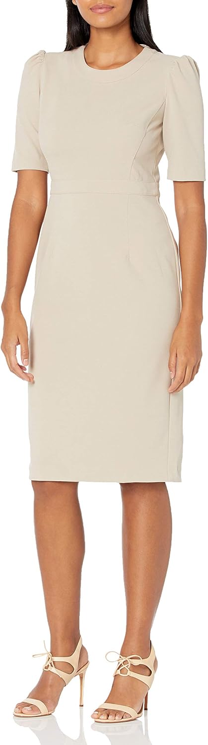 Donna Morgan Women's Sleek and Sophisticated Workwear Crepe Dress Office Career Desk to Dinner Occasion Guest of