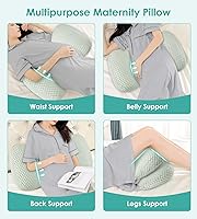 Vista 3 de Almohada de embarazo refrescante para dormir, desmontable y ajustable, almohada de maternidad de apoyo de doble cara, agradable a la piel