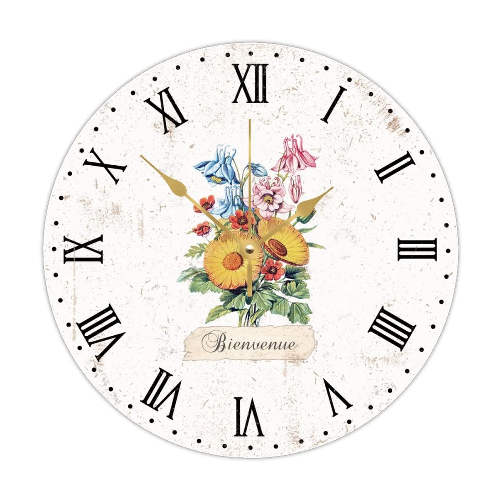 Horloge murale vintage en bois silencieuse et sans tic-tac