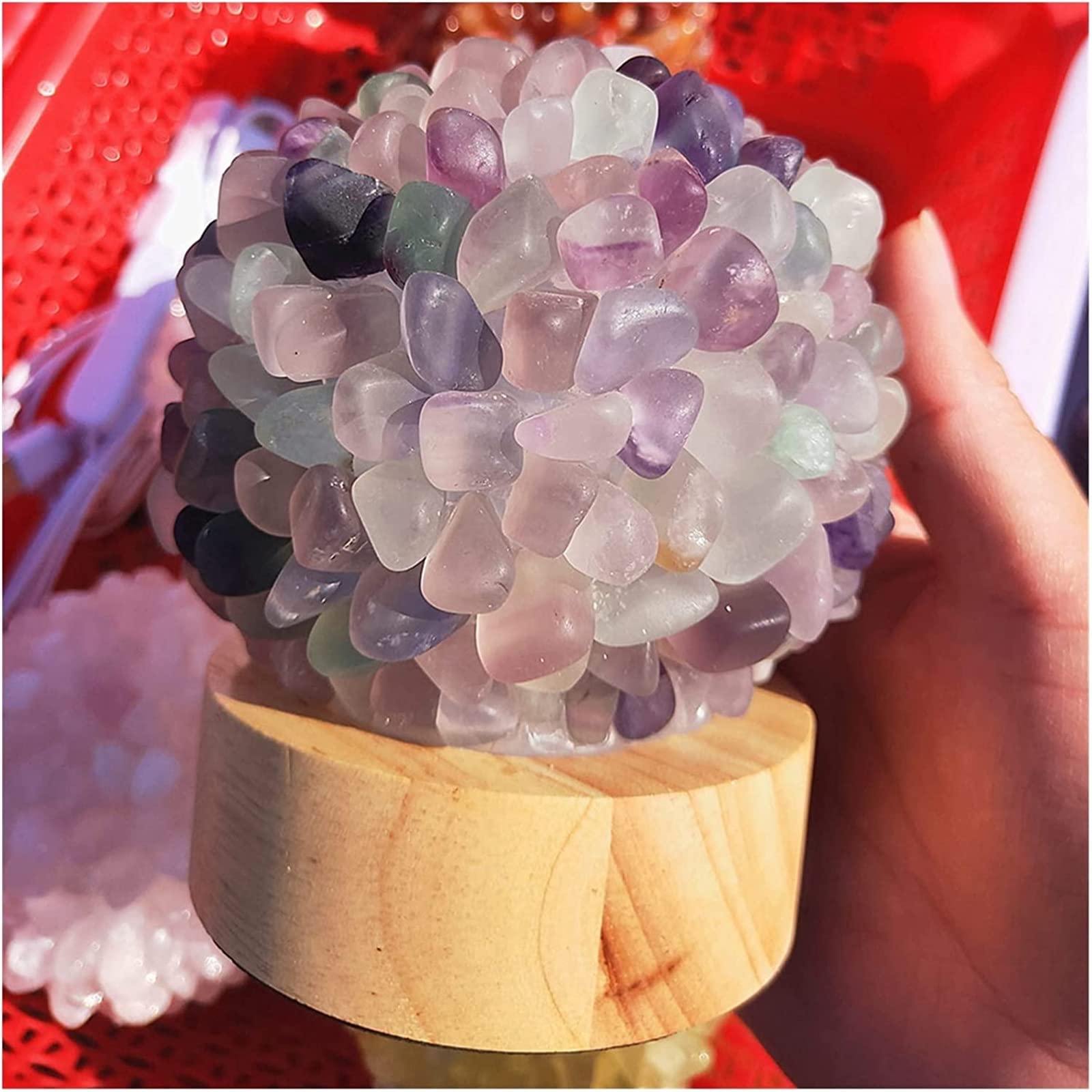 Sphère en cristal de fluorite pour apaiser l'esprit et décorer la chambre