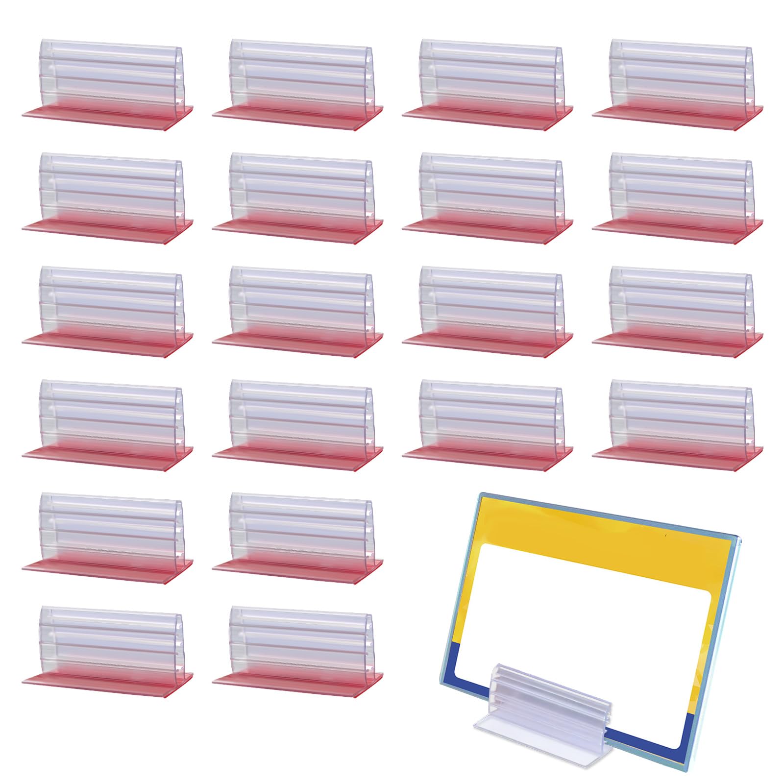 Realand 20 Pack Sneeze Guard Holder, Self-Adhesive Place Card Holders Sign Holder Stand for Table Number Name Tag Desk Dividers Poster Board Menu Meeting Wedding