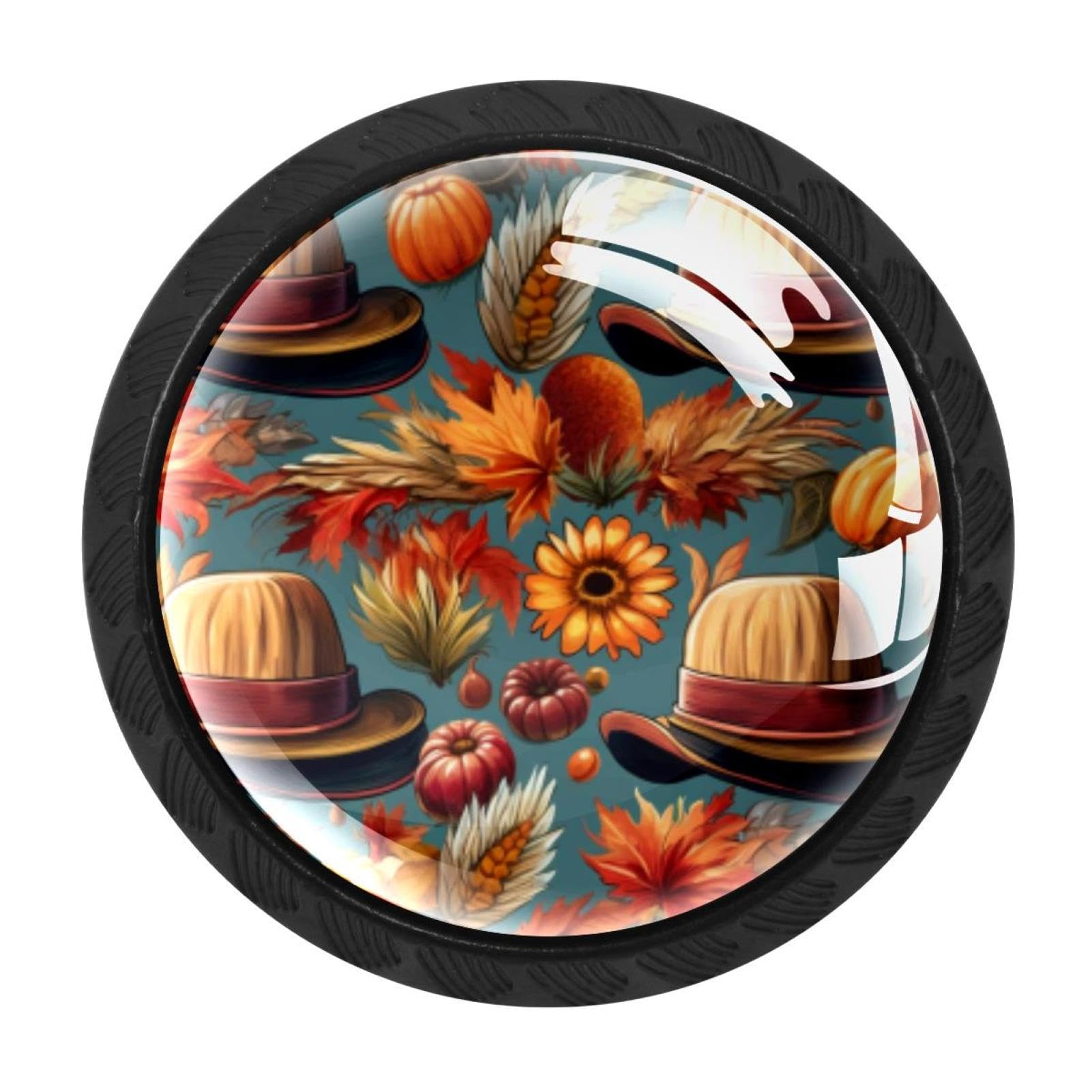 CHENZZZZ 4 Pieces Thanksgiving Hat Drawer Knobs, 35mm Black Cabinet Knobs, Drawer Pulls and Knobs, Dresser Drawer Knobs, Cabinet Hardware Kitchen Cabinet Knobs