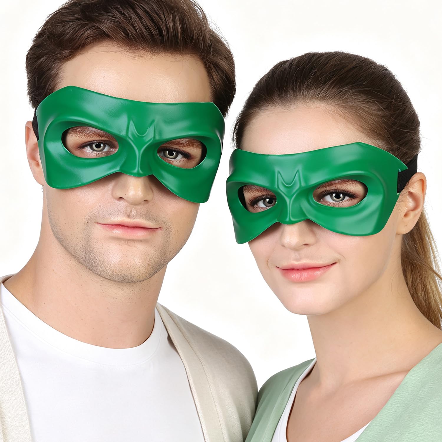 flashtoss 2 PCS Green Plastic Eye Mask for Adults, Halloween Costume Mask, Venetian Masquerade Masks, Cosplay Costume Accessory for Party, Carnival, Stage Performance