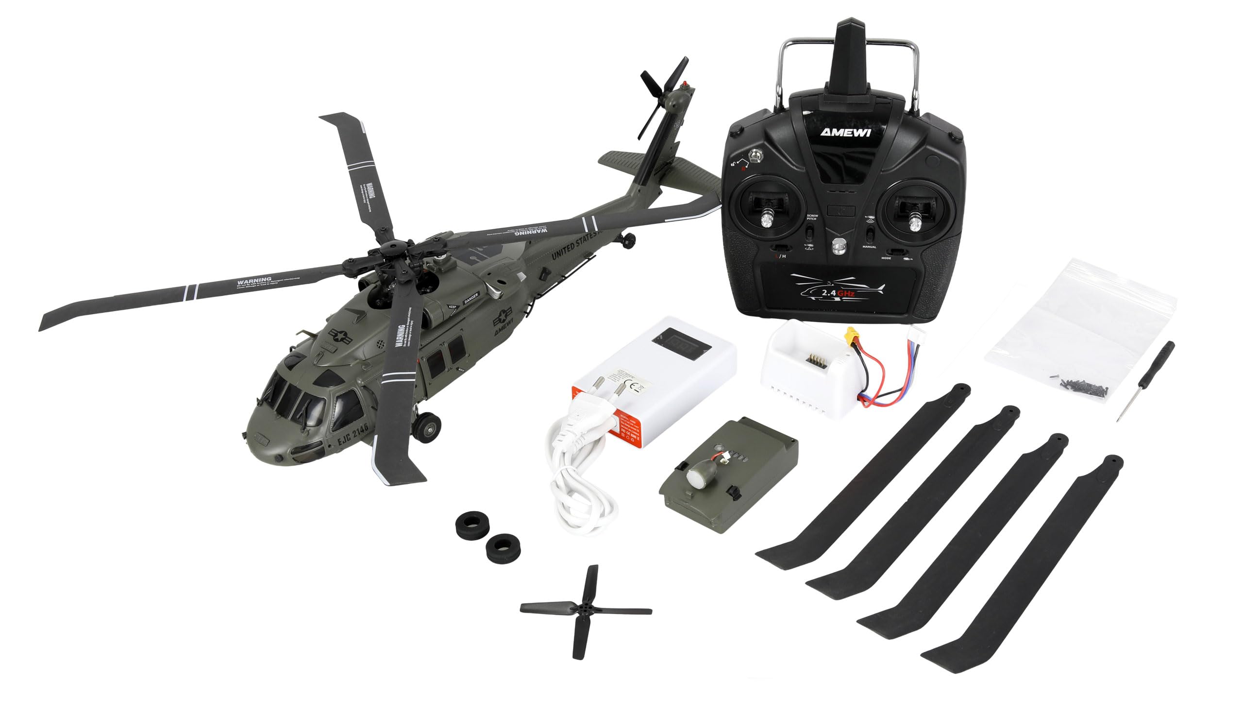 UH60 Black Hawk Marine CP Helikopter 6G/3D RTF inkl. Fernsteuerung, Akku, Ladekabel, Dunkelgrün, 1:47