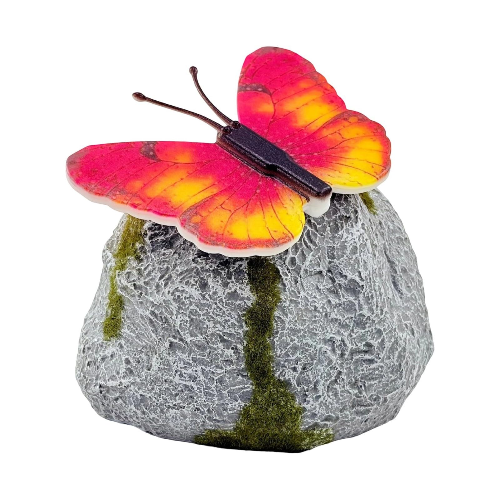 Hsioluted Red User Friendly Solar Operated Led Light Butterfly Stone Shape Decorative Lighting Bright Led Light For Lawns And Backyard Weatherproof Outdoor Solar