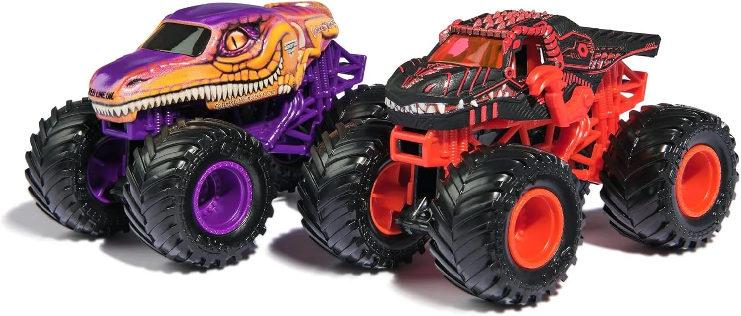 Monster Jam Official 1:64 Scale Diecast Truck 2-Pack Series 31 ThunderROARus vs Velociraptor