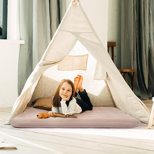Miniatura 6 de Geetery Colchón de aire inflable para niños, cama inflable de 55 x 27.6 x 8.7 pulgadas, plegable, cómoda, con kit de parches, colchones de aire