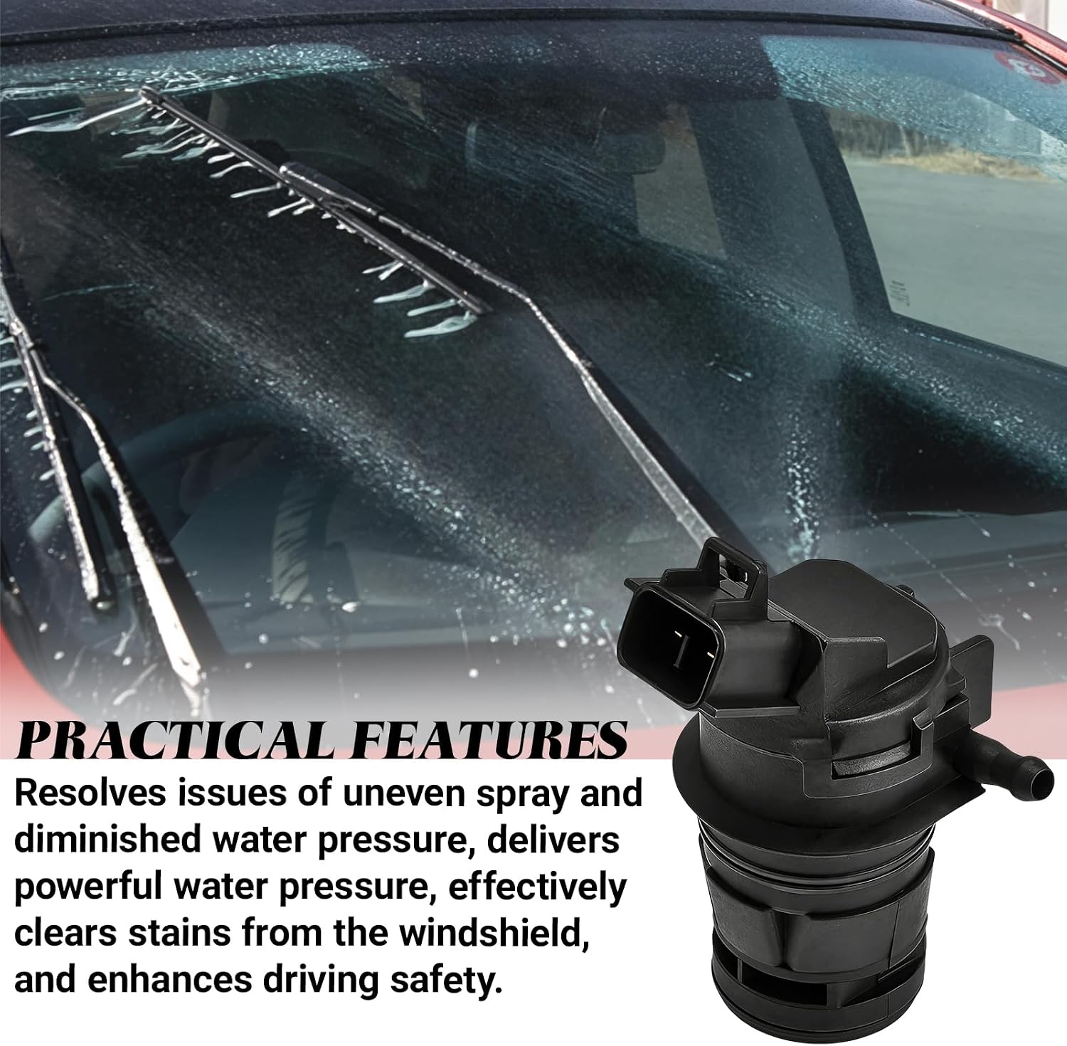 Windshield Washer Pump Replacement with Grommet, 12V Front Washer Fluid Pump for Toyota, Lexus, Subaru, Mazda, Nissan, Acura, Honda, Windshield Wiper Fluid 85330-60190 85330-AE010