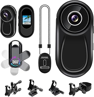 Mini Kamera Action, 1080P HD & 120° Weitwinkel Action Cam Mini, 120 Minuten Aufnahmezeit Bodycam mit Automatischem Nachtsichtmodus Actionkameras für Fahrrad/Motorrad/Haustierkamera