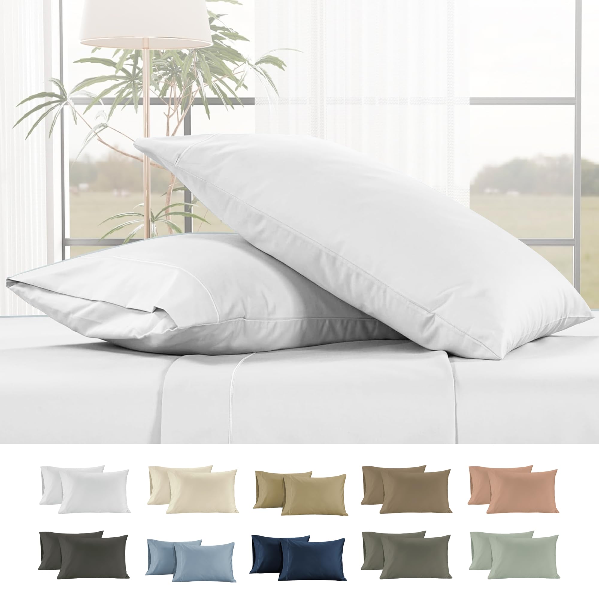 100% Egyptian Cotton Pillow Cases Queen Size - 2 Pcs, 1000 Thread Count Egyptian Cotton, Luxury Bed Pillow Covers, Suitable for Home,Hotels, Hospital Use, 20x26, White