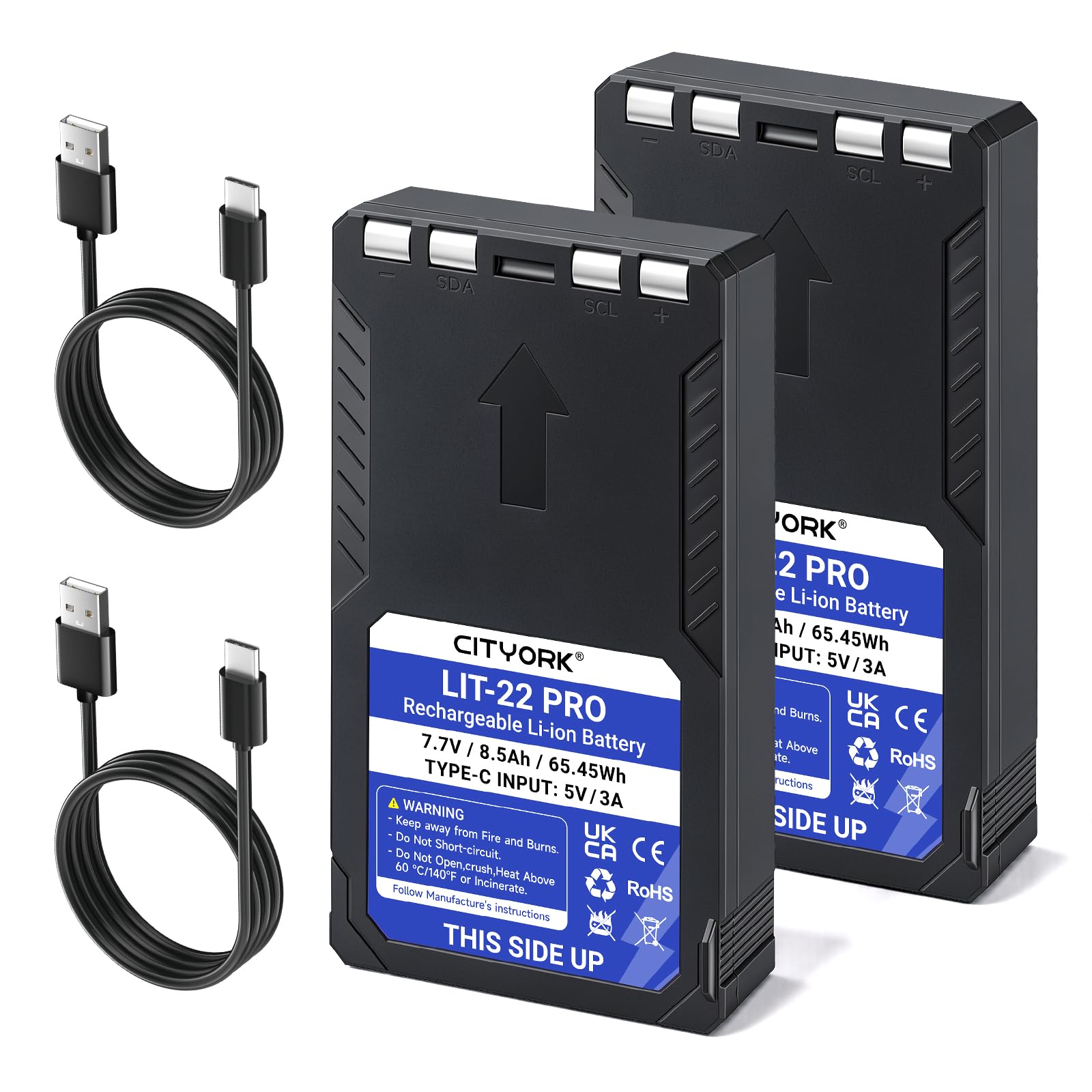 CITYORK Batería recargable LIT-22 Pro de 8500 mAh para cámara de caza LIT-22 Pro Spypoint Flex-M/Flex-S/Flex-G36/Flex-Plus Trail Camera Batería con indicador de carga LED y USB Tipo C (2 unidades)
