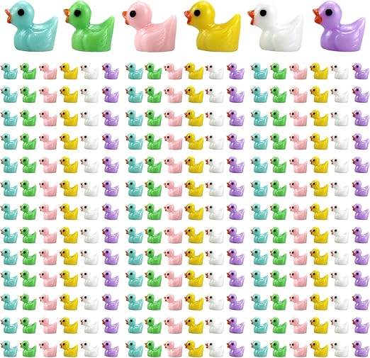 Mini Resin Ducks,190Pcs Tiny Ducks,Miniature Figures Micro Fairy Garden Landscape Aquarium Dollhouse Ornament for Potted Plants Dollhouse Home Decorations(Mixed Duck)
