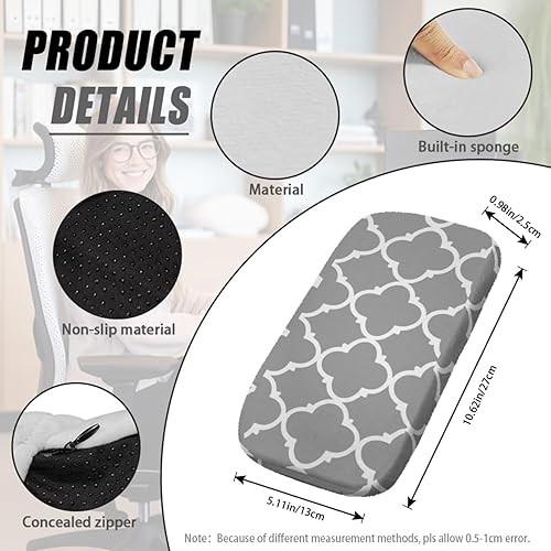 Miniatura 4 de 4-Piece Office Chair Covers Stretchable Grey Office Chair Arm Covers Desk Chairs Seat Slipcovers with Armrest Pads for Home Computer Gaming Chairs