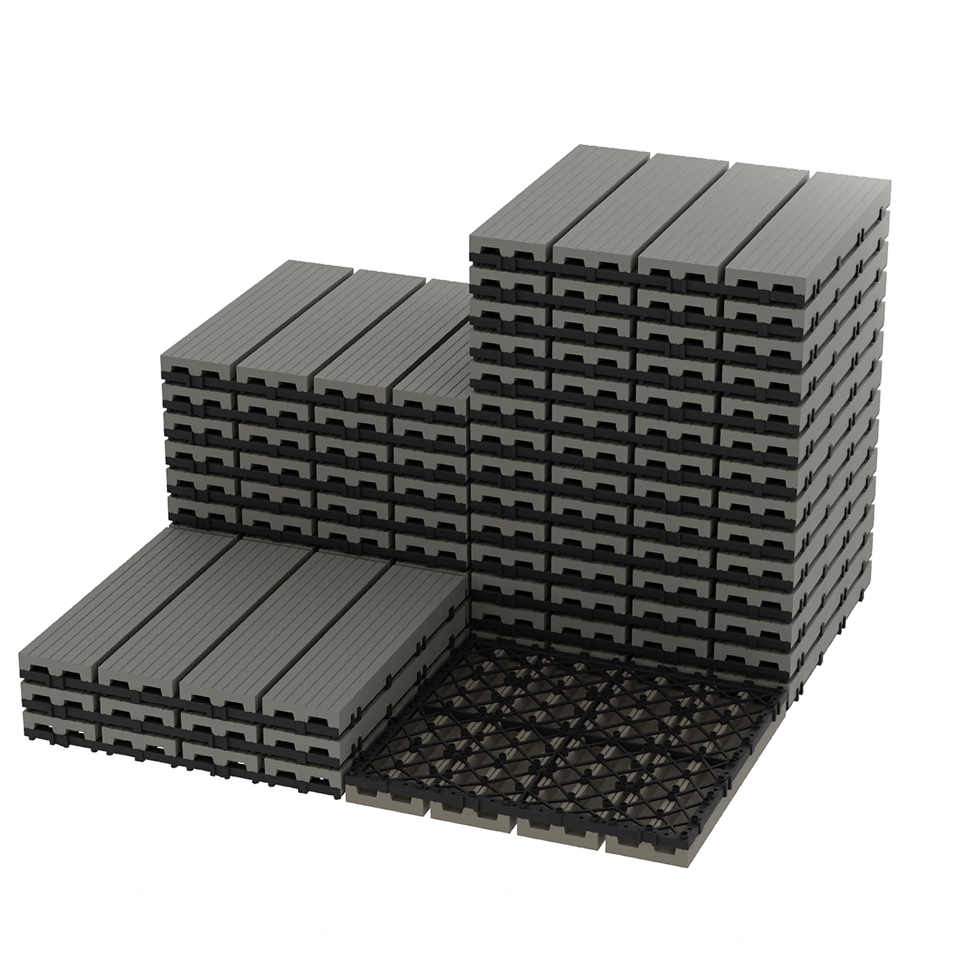 GarveeLife Dalles de terrasse composite clipsables 30x30 cm, Gris, 27PCS
