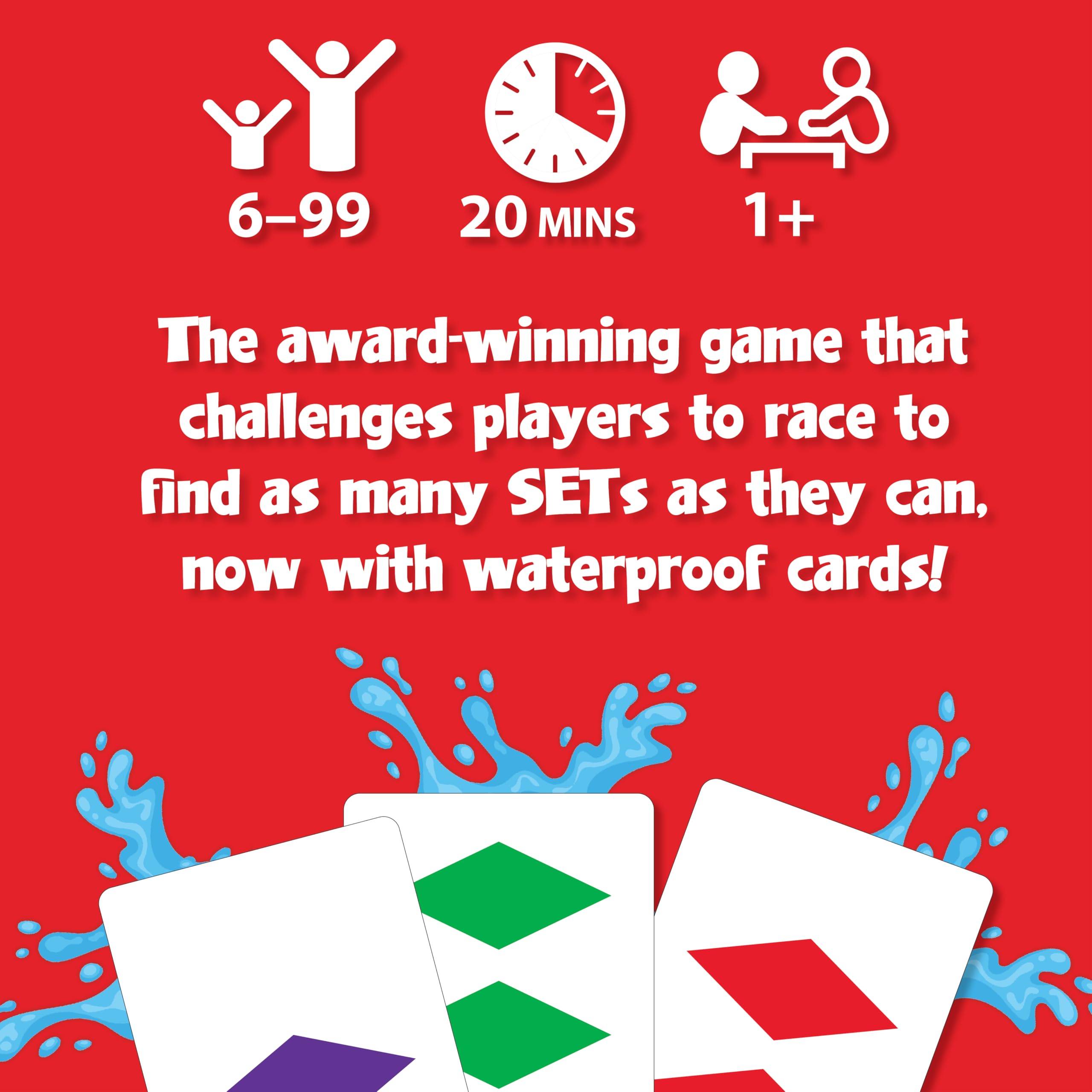 PlayMonster Set Jeu de cartes pour enfants, jeu de cartes, piscine, jouets d'été, jeux de billard, nuit de jeux, jeux de voyage, mémoire, jeu d'apprentissage, multijoueur, 6 ans