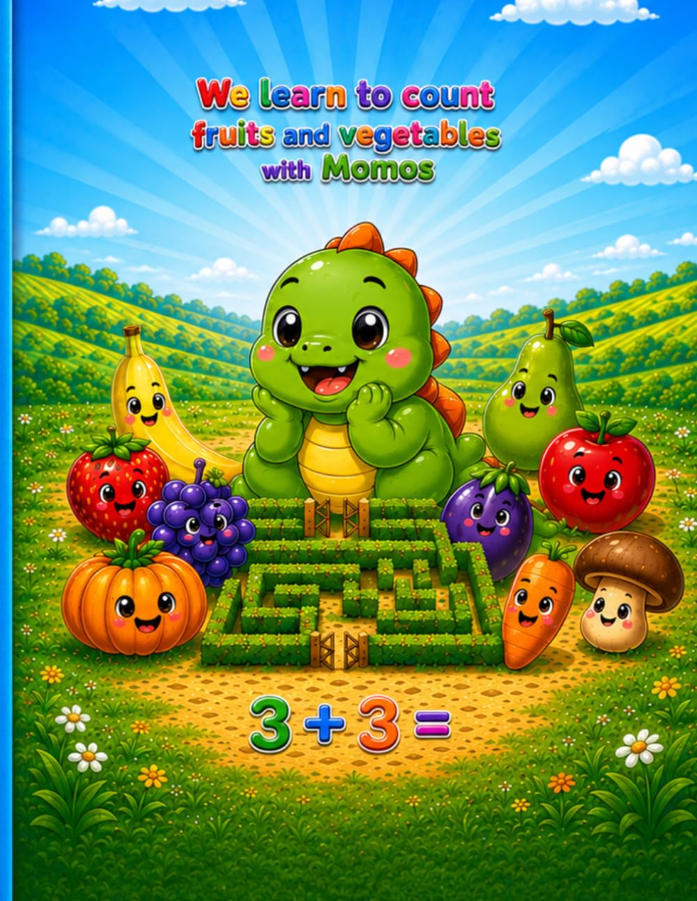 We learn to count fruits and vegetables with Momos: A Fun Preschool and Kindergarten Math Workbook with Addition, Subtraction, Mazes, and Dot-to-Dot Activities to Learn Numbers 1–9