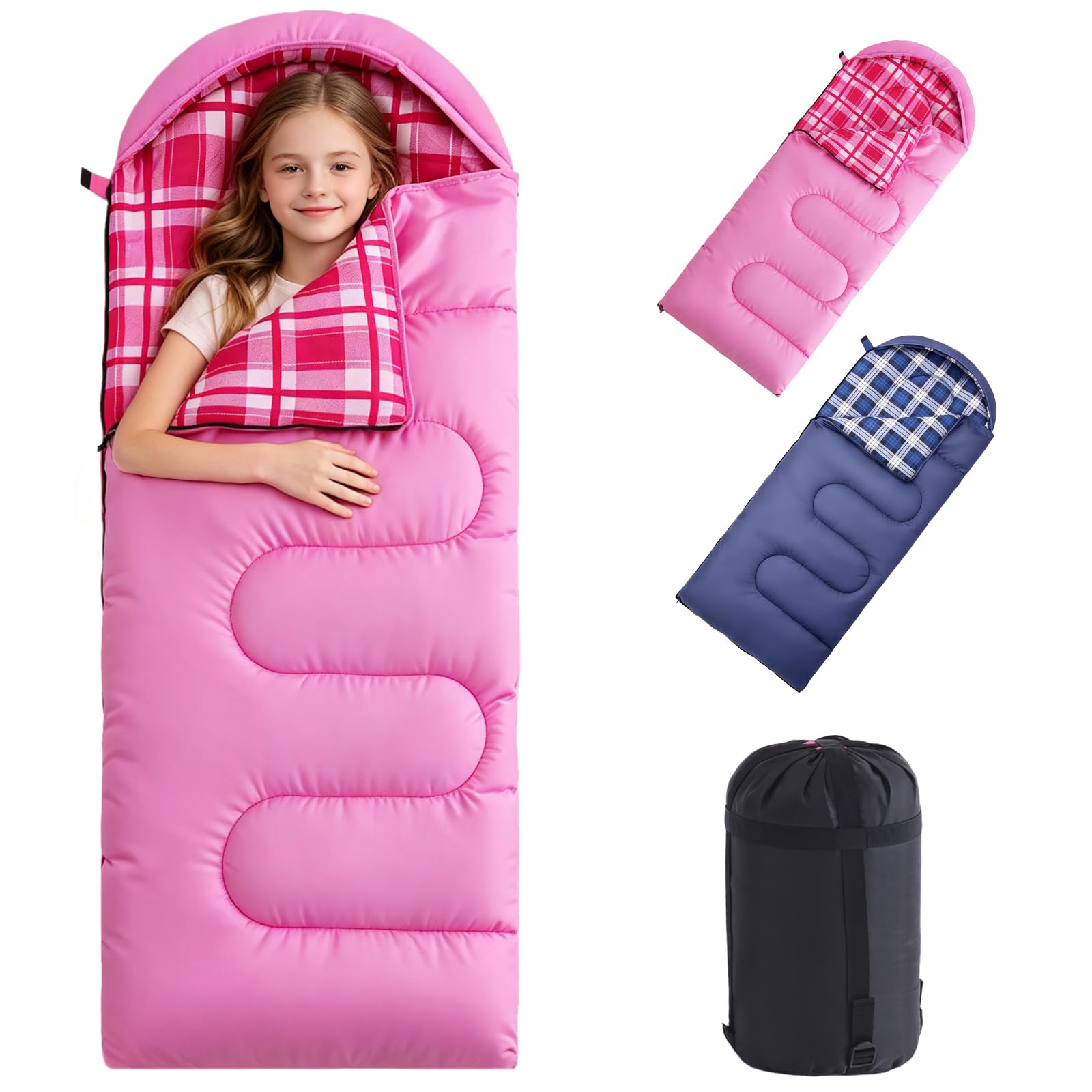 SWTMERRY Kids Flannel Sleeping Bag - 3 Seasons Lightweight Waterproof Flannel Liner Children Sleeping Bags for Camping Hiking Backpacking Outdoor & Indoor, 170x 70cm 1.4kg